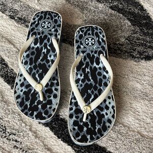 Tory Burch Animal Print Flip Flops